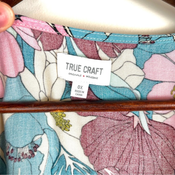 True Craft Sleeveless Floral Tiered Sundress Women Size 0X Summer V- Neck 0112 - Picture 2 of 6